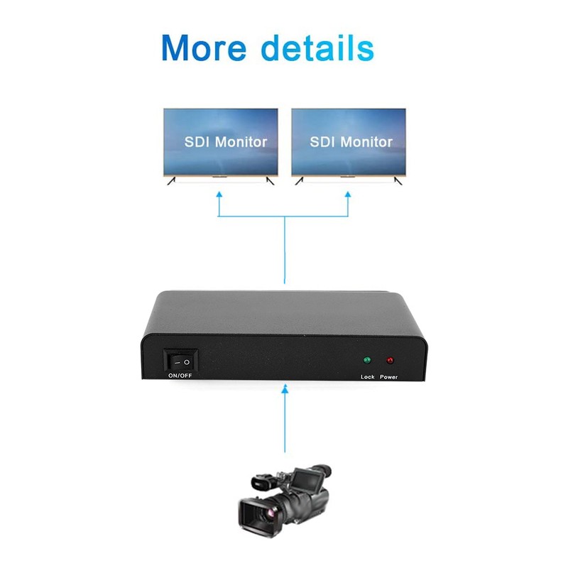 1x2 SDI Splitter Metal Video Converter Distribution Adapter with Indicator