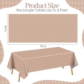 Just Shimmer 1 Piece Brown Rectangle Tablecloth, 54 x 71 Premium Plastic Waterproof & Stain Resistant Lattice Table Cloth Wrinkle Free Decorative Table Cover for Dining/Party/Buffet/Wedding/Camping