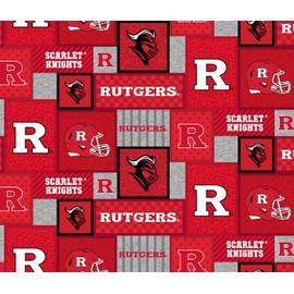 SYKEL ENTERPRISES Rutgers Fleece Blanket Fabric-New Patch Pattern-Sold by The Yard