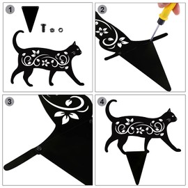 Elcoho - Juego de 4 estatuas decorativas de metal para gatos, repelentes de pájaros, gatos, estacas decorativas de jardín para patio, jardín, césped, decoración al aire última intervensión