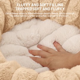 BUMUBI Cute Round Washable Cat Donut Bed Cushion Soft Fluffy Pet Bed Calming Donut Dog Bed Mat for Medium Large Indoor