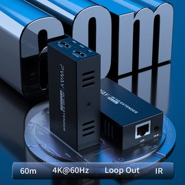 4K HDMI Extender, Ultra HD 4K@60Hz Over Cat5e/6 Up to 60m, Extended Audio and Video, Supports Loop Out, IR,YUV 444