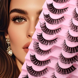 Strip Lash for DIY Eyelash Extensions: 10 Pairs, Using at Home, Natural Look, Fluffy, Manga, Wispy, Waterproof, Anime, Cat Eye, D Curl, DM0307, DH06-04