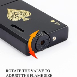 Double Flame Torch Lighter Butane Refillable,Classic Pocket Ace Lighters with Visible Window,Adjustable Jet Torch Lighter - Color: Ace Silver