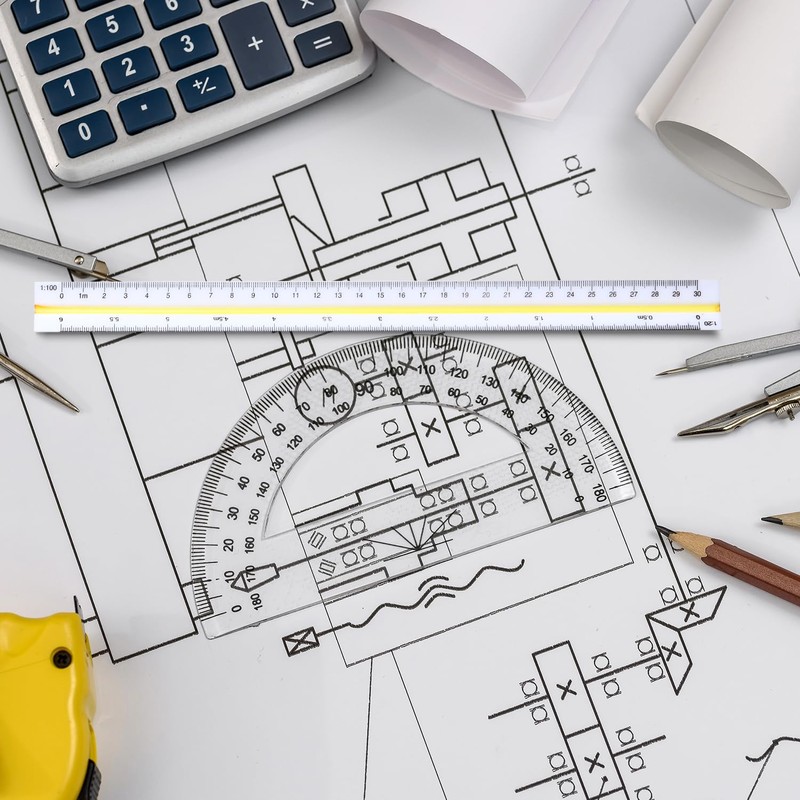 Aruicheng Scale Ruler 12 inch Architectural Scale Ruler Triangle Ruler