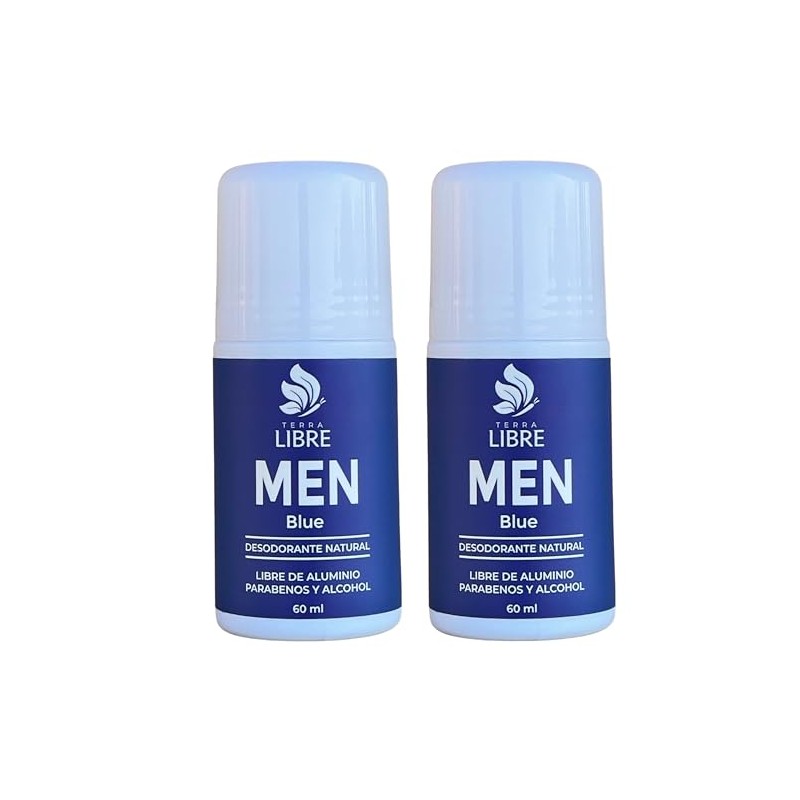 Desodorante Natural Hombre Roll On Blue 60ml 2 Pza