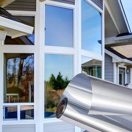 Coavas One Way Window Privacy Film, Reflective Window Tint for Home See Out Not in, Sun Blocking Anti UV Static Cling Glass Windows Door Coverings for Winter, 23.6x78.7 Inch