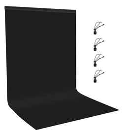 Small Black Screen Backdrops Photo Background for Photography, PULUZ 3.3ft×6.6ft Cloth Background Kit Washable Curtain with 4 Clamps for Photoshoot YouTube Video Recording