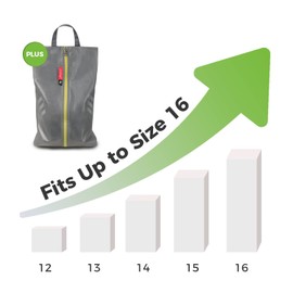 pack all Water Resistant Shoe Bags Plus for Travel, Storage Organizer Shoe Pouch with Zipper, Multi-Color for Men and Women, 2 Pack Plus-Grey