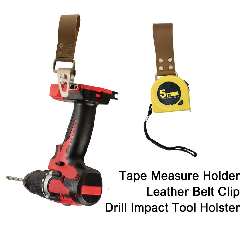 Tape Measure Holder with Leather Belt Clip - Heavy Duty