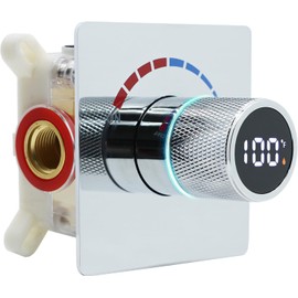 Digital Display Shower Valve Shower Valve Single Way Shower Diverter Valve Shower Mixing Valve Can Use All the Time Polished Chrome