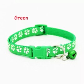 Unbranded/Generic Adjustable Nylon Cat Collar with Bell for Cat Kitten small dog paw cute - Green
