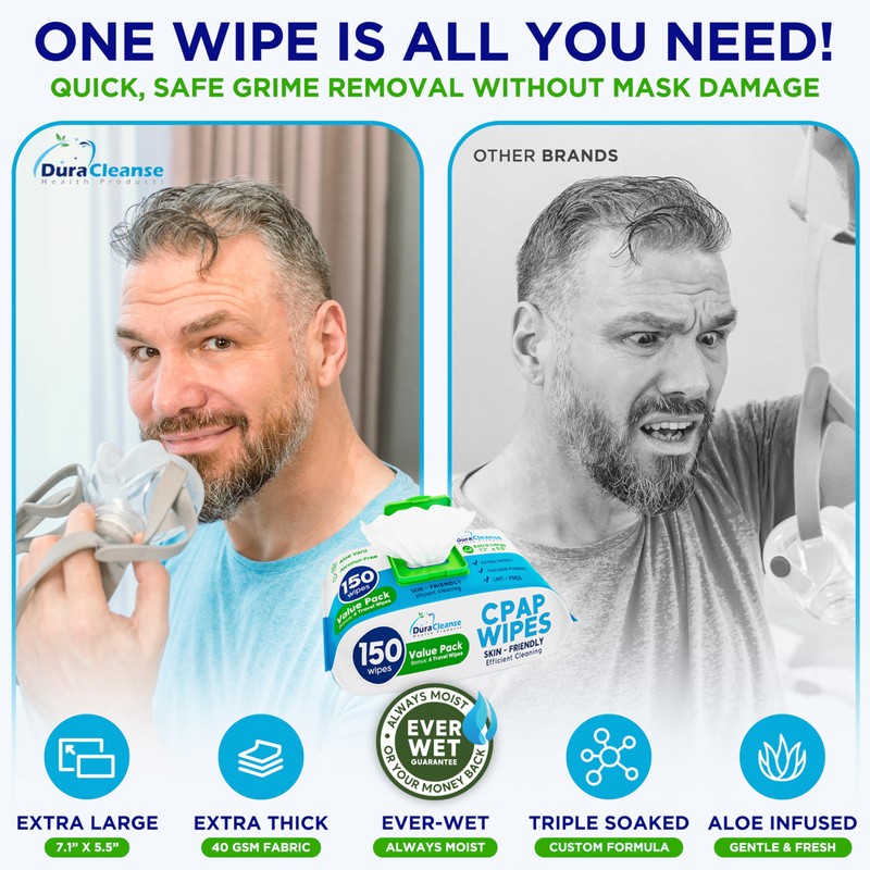 Dura Cleanse CPAP Mask Cleaning Wipes - 4 Pack, 4x150