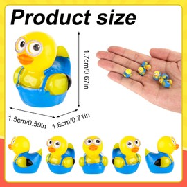 40 Pieces Mini Resin Ducks, Blue and Yellow Duck Funny Miniature Resin Ducks Cartoon Characters Ducks for Home Car Office Decoration Party Gifts