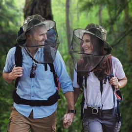 Mbsomnus Imkerhut Moskitonetz Schneeblume Tarnung Moskito Kopfnetz Hut Sonnenhut mit abnehmbarem Moskito Maske Hut Schnell Trocken Breite Krempe Sonnenschutz für Outdoor Camping Wandern Gartenarbeit