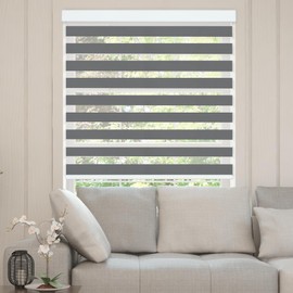 Allesin Zen Cordless Zebra Blinds for Windows, Dual Layer Blackout UV and Privacy for Day and Night, Easy to Install, Safe for Child and Pets, Perfect for Home, Office, Dark Gray, Customize