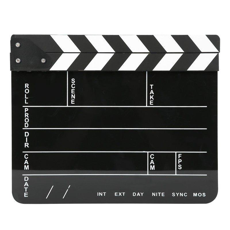 30x25CM Acrylic Clapperboard Professional Movie Film Action Clap Director Photography