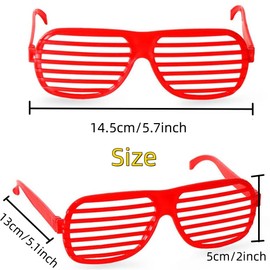 OundarM 24 Pairs Neon Shutter Shades Party Glasses 6 Colors Party Bag Filler Eyewear Favors Fancy Dress Costume Fun Accessories Glasses for Kids and Adults Photo Booth Props (Shutter)