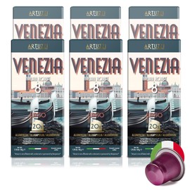 Artuzzi Lungo Venezia I 120ct Espresso Capsules Compatible with Nespresso Original Machines I Dark Roast I Intensity 8 I Aluminum & Recyclable Lungo Pods I Italian Roast