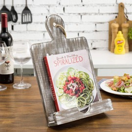 MyGift Gray Cutting Board Style Cookbook Stand, Mom's Kitchen Recipe Book Holder Stand to Mom, Birthday Present for Daughter, Mother, Grandma, Mother's Day Gift