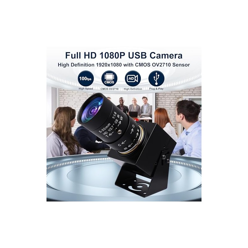 SVPRO - Cámara web USB 1080P con teleobjetivo de 5