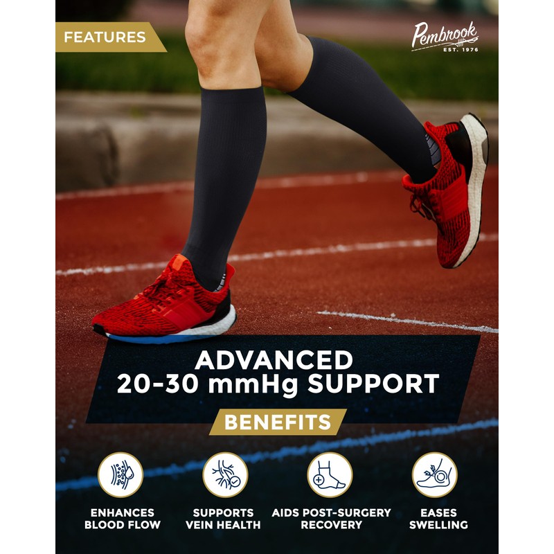 Pembrook 3 Pairs Compression Socks 20-30 mmHg - Travel Compression