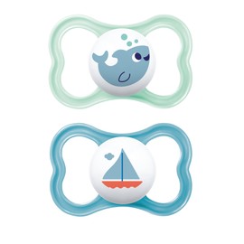 MAM Air Pacifiers (2 Pack), MAM Sensitive Skin Pacifier 6+ Months, Best Pacifier for Breastfed Babies, Baby Boy Pacifiers, 6-16 (Pack of 2)