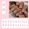 HaoTrade 24pcs Almond False Nails French Tip, Nude Pink Short