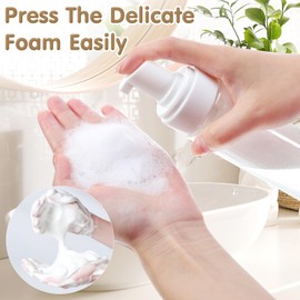 Foam Pump Bottle 7oz, 2Pcs Plastic Empty Foaming Spray Bottle, Clear Travel Foam Soap Dispenser for Hand Soap Lash Cleanser Toiletries