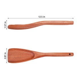 YAPULLYA Cooking Spatula for Nonstick Cookware, Wooden Spatula Spoon for Cooking, Stirring, Scooping, Scraping, Serving, Wooden Cooking Utensil Spoon and Spatula in one (sapele wood)