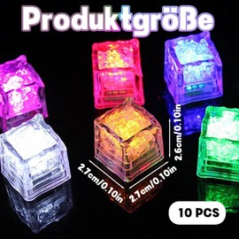 Pack of 10 Luminous Ice Cubes, Luminous Cubes Bathtub, Luminous Ice Cubes, LED Fluorescent Block, Luminous Bath Cubes for Wedding, Club, Bar, Wedding, Party, Champagne Tower Decoration