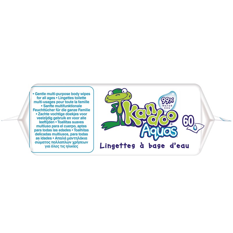 Kandoo Mehrzweck-Toilettentücher, 99% Wasser, Aquas, 60 Stück