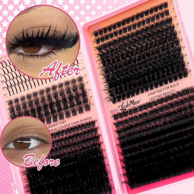 680PCS Fairy Lash Clusters Kit with Spikes Fluffy Volume T50