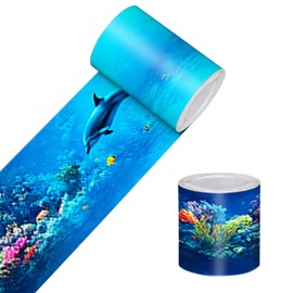 HOMETITUTE Wallpaper Border Peel and Stick Ocean Coral Reef Wall Trim Self Adhesive Marine Accent Strip for Kids Room Bathroom Living Room Mirror Frame Doorway 4x196 Inch Underwater Decorative