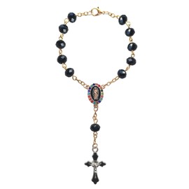 Car Rosary for Rearview Mirror Hanging - Catholic Religious Devout Gift with Virgin Mary Charm and Crucifix, Ideal Catholic Rosary Gifts for Men & Women (Black)