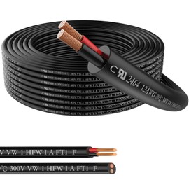 12 Gauge 2 Conductor Electrical Wire, 100FT PVC Case Stranded Low Voltage 2 Wire Cable, 12/2 Tinned Copper Hookup Wire, Flexible Extension Power Cord for LED Lamp Lighting Speaker Automotive UL Listed