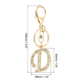 PATIKIL Initial Letter Keyring, Letter D Pendant with Crystal Diamonds, Cute and Creative Decorative Alphabet Pendant for Bag, Backpack, DIY Craft, Gold Tone, Gold d
