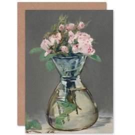 Artery8 Edouard Manet Moss Roses In A Vase 1882 Painting Fine Art Greeting Card Plus Envelope Blank Inside
