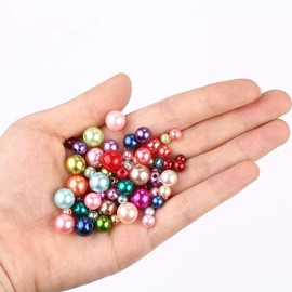 DIYASY 750 Pcs Round Plastic Pearl Beads Colored Mixed Size Craft Beads with Holes  for Bracelets and Jewelry Making 4,5,6,8,10MM.