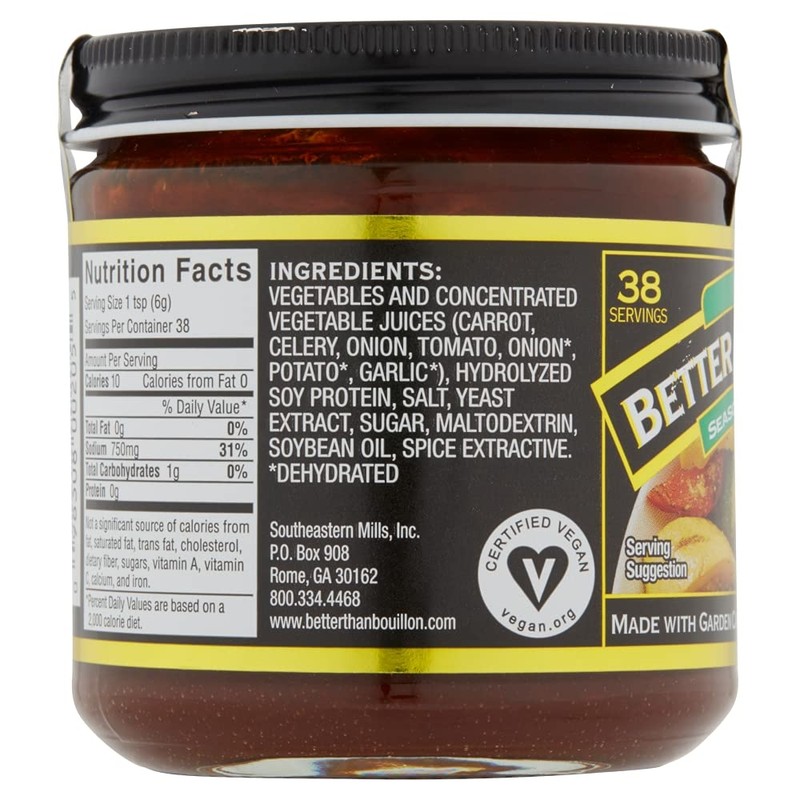 Better Than Bouillon Premium Seasoned Vegetable Base, Blendable Base for