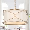 GEPOW Gold Drum Chandelier, Modern 3-Light Pendant Lighting Fixture with