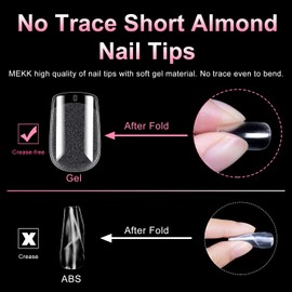 MEKK Short Square Nail Tips 240Pcs Soft Gel Square Nail Tips Pre-shaped Nail Tips Square Nail Extension Tips Full Cover Nail Tips Half Matte Fake Nails Clear Nail Tips for Home DIY Nail Salon 12 Sizes