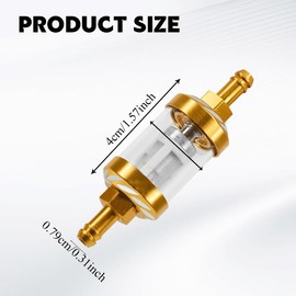 Lyxheth 2PCS Automotive Fuel Filter, Gasoline Filter, 5/16" Inline Fuel Filter with Clear View Glass, Detachable Washable Metal Glass Vehicle Inline Fuel Filters for SUV Car Scooters (Yellow)