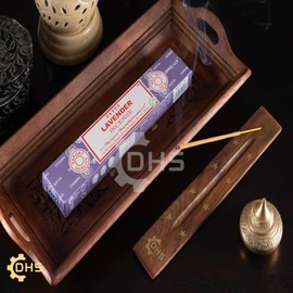 Satya Nag Champa Lavender Sticks | Full Box of 12 | With DHS Incense Stick Holder | Used for Aromatherapy, Yoga, Meditation, and Relaxation