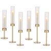 Hewory Gold Hurricane Candle Holders: Brass Candlestick Holders Set of