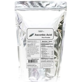 NuSci Ascorbic Acid Vitamin C Pure Powder USP & FCC Quality (250 Grams (8.8 oz)) GMO Free Non-Irradiated