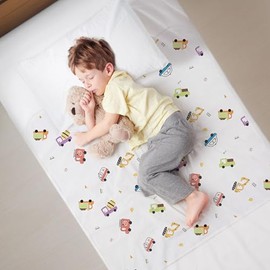 Potty Training Pee Pads for Kids, Toddlers - 100% Waterproof, Non Slip Bed Wetting Pad, Twin Beds, Washable, Reusable - Truck and Toys Design