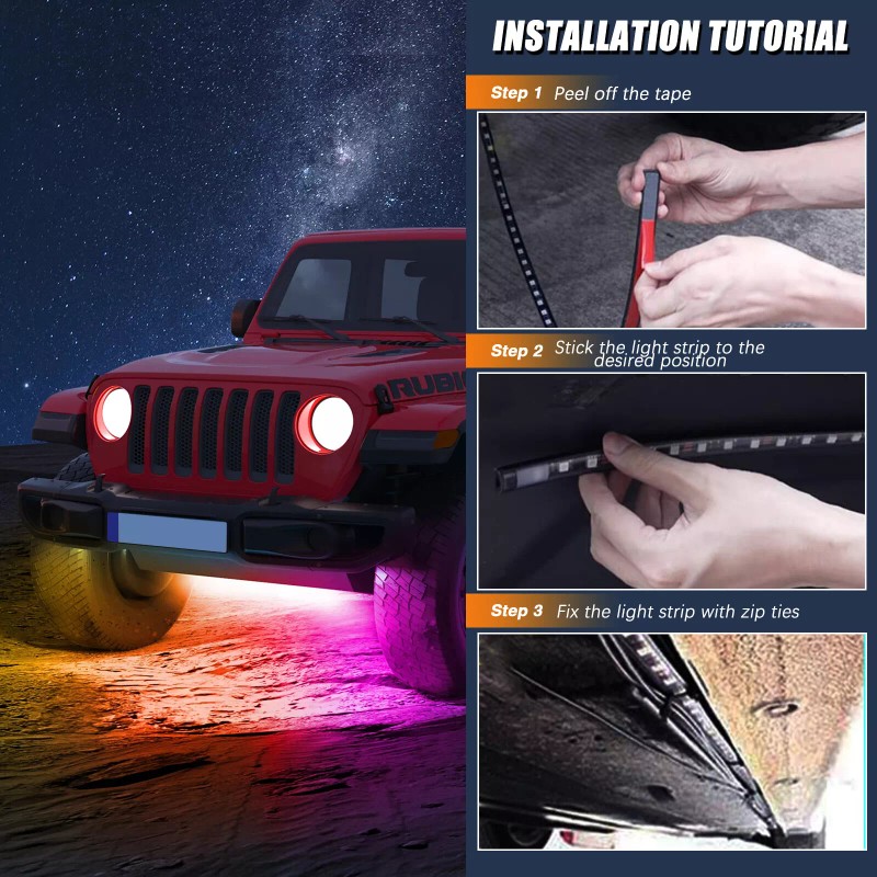 KEEPDSGN 6 PCS RGB Underglow LED Turn Signal Light Strips