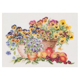 Thea Gouverneur - Cross Stitch Kit - Pansy - Linen - 32 Count - For Adults - 2083