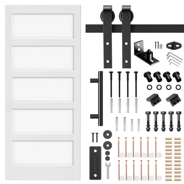 36 in x 84 in Glass Sliding MDF Barn Door